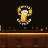 Beer Drinks and Wings Mascot Artwork Led Neon Sign Light