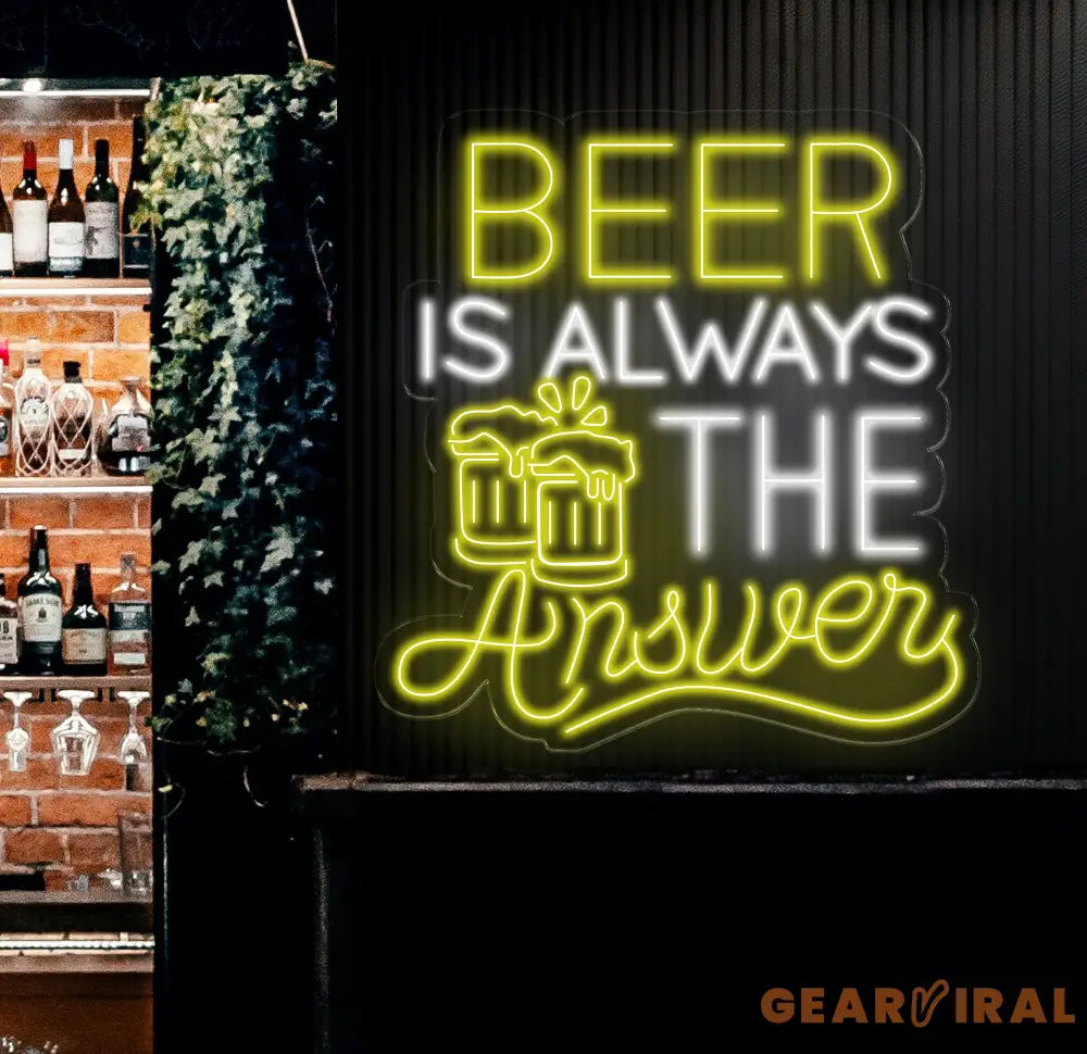 Beer Is Always The Answer Pub Bar Neon Sign Home Bar Pub Club Signs Wall Decoration Home Living Room Decor Bistro Signs