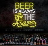 Beer Is Always The Answer Pub Bar Neon Sign Home Bar Pub Club Signs Wall Decoration Home Living Room Decor Bistro Signs