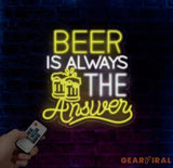 Beer Is Always The Answer Pub Bar Neon Sign Home Bar Pub Club Signs Wall Decoration Home Living Room Decor Bistro Signs