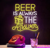 Beer Is Always The Answer Pub Bar Neon Sign Home Bar Pub Club Signs Wall Decoration Home Living Room Decor Bistro Signs