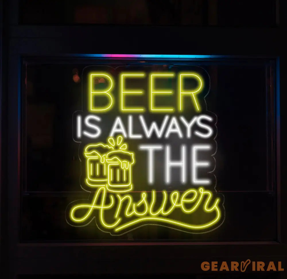 Beer Is Always The Answer Pub Bar Neon Sign Home Bar Pub Club Signs Wall Decoration Home Living Room Decor Bistro Signs