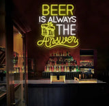 Beer Is Always The Answer Pub Bar Neon Sign Home Bar Pub Club Signs Wall Decoration Home Living Room Decor Bistro Signs