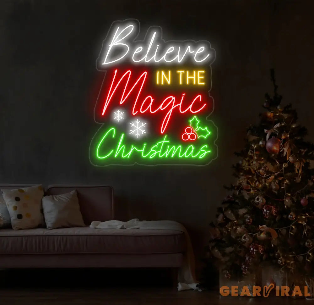 Believe in the Magic of Christmas Neon Sign Holiday LED Wall Light Christmas Decor Sign for Home Custom Festive