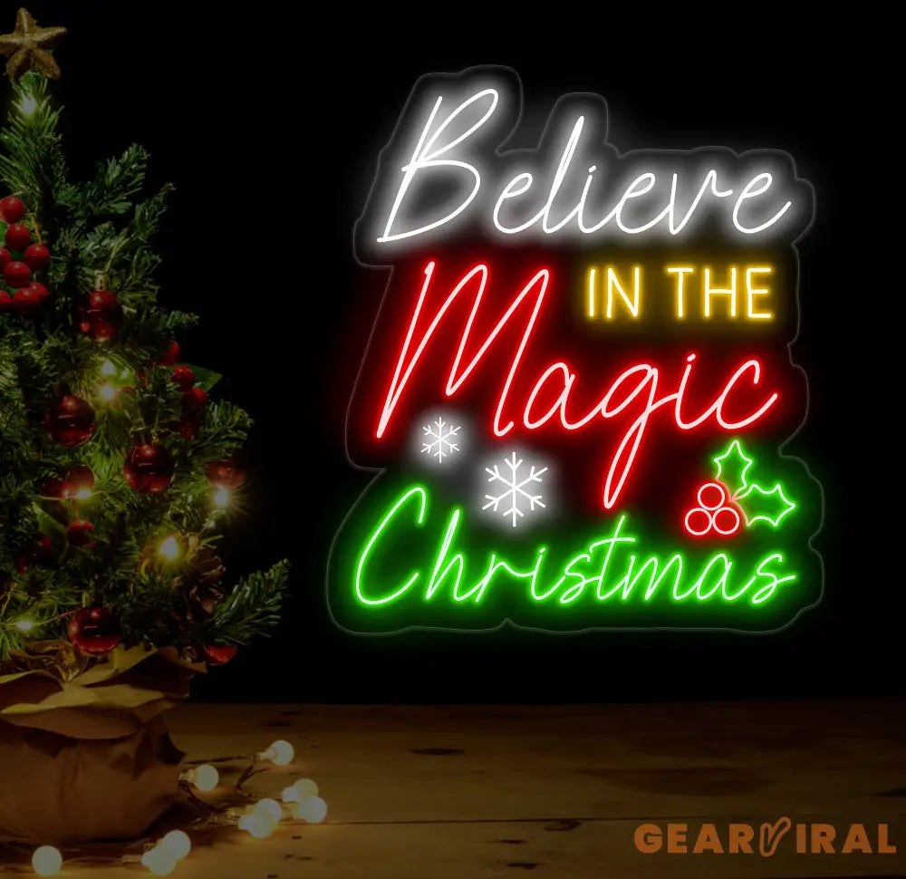 Believe in the Magic of Christmas Neon Sign Holiday LED Wall Light Christmas Decor Sign for Home Custom Festive