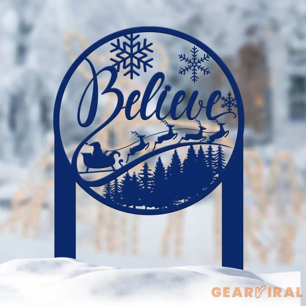Believe Letter Metal Yard Stake Outdoor Christmas Decor Holiday Decor Merry Christmas Sign Outdoor Christmas Decoration
