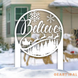 Believe Letter Metal Yard Stake Outdoor Christmas Decor Holiday Decor Merry Christmas Sign Outdoor Christmas Decoration