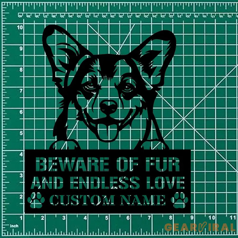 Beware of Corgi Metal Name Sign With LED Lights Personalized Letter Last Name Dog Lover Metal Sign Dog Metal sign