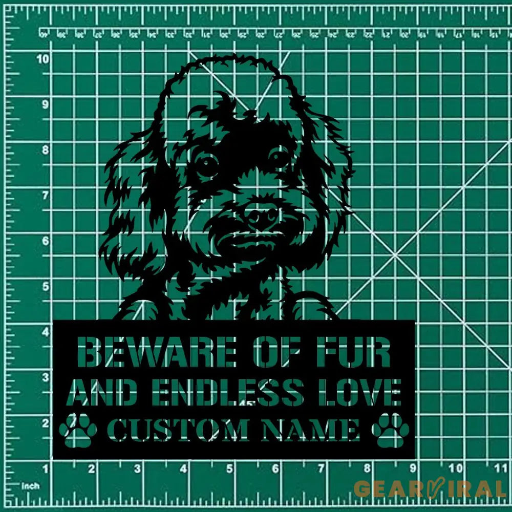 Beware of Poodle Metal Name Sign With LED Lights Personalized Letter Last Name Dog Lover Metal Sign Dog Metal sign