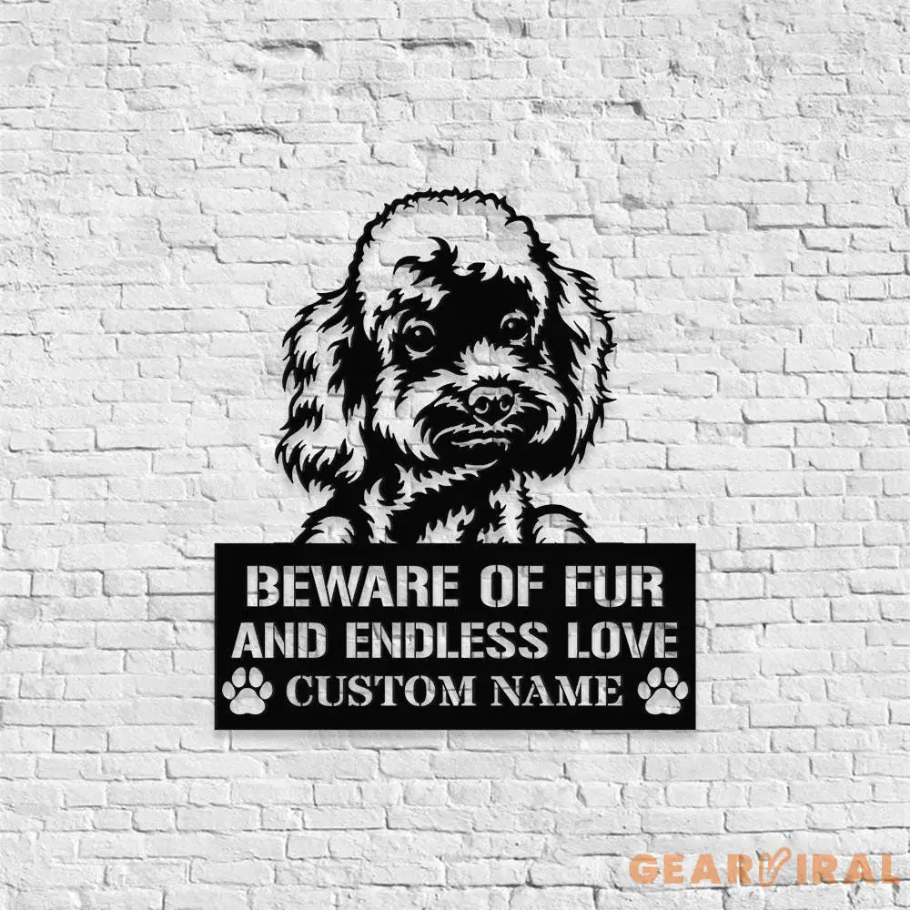 Beware of Poodle Metal Name Sign With LED Lights Personalized Letter Last Name Dog Lover Metal Sign Dog Metal sign