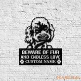 Beware of Poodle Metal Name Sign With LED Lights Personalized Letter Last Name Dog Lover Metal Sign Dog Metal sign