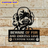 Beware of Poodle Metal Name Sign With LED Lights Personalized Letter Last Name Dog Lover Metal Sign Dog Metal sign