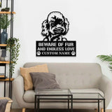 Beware of Poodle Metal Name Sign With LED Lights, Personalized Letter Last Name, Dog Lover Metal Sign, Dog Metal sign Housewarming Monogram