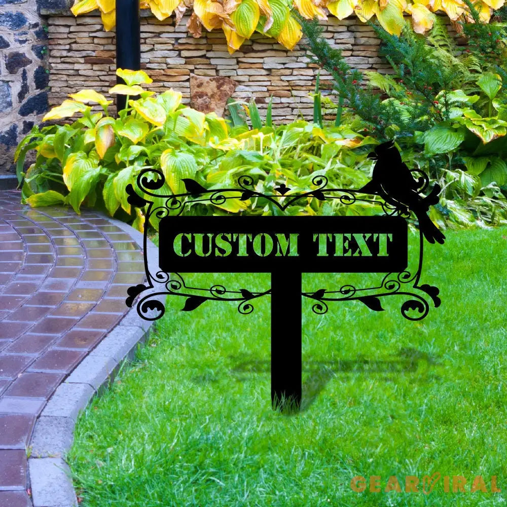 Bird Garden Custom Metal Stake - Garden Decor - Garden Metal Sign - Personalize Garden Metal Sign - Personalized Family