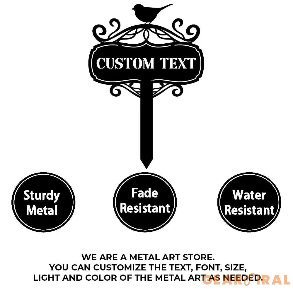 Bird Metal Stake Garden Metal Yard Sign Personalized Name Yard Sign Outdoor Door Garden Decor Yard Metal Sign