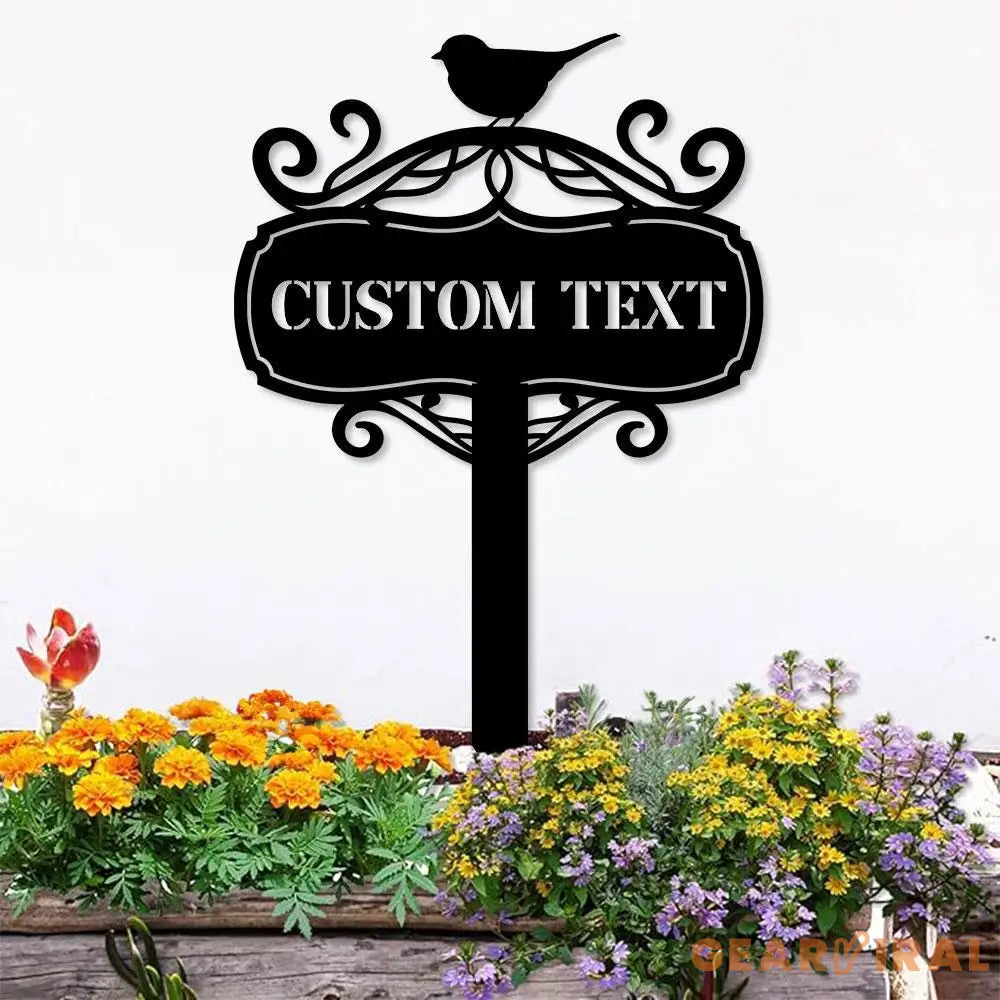 Bird Metal Stake Garden Metal Yard Sign Personalized Name Yard Sign Outdoor Door Garden Decor Yard Metal Sign
