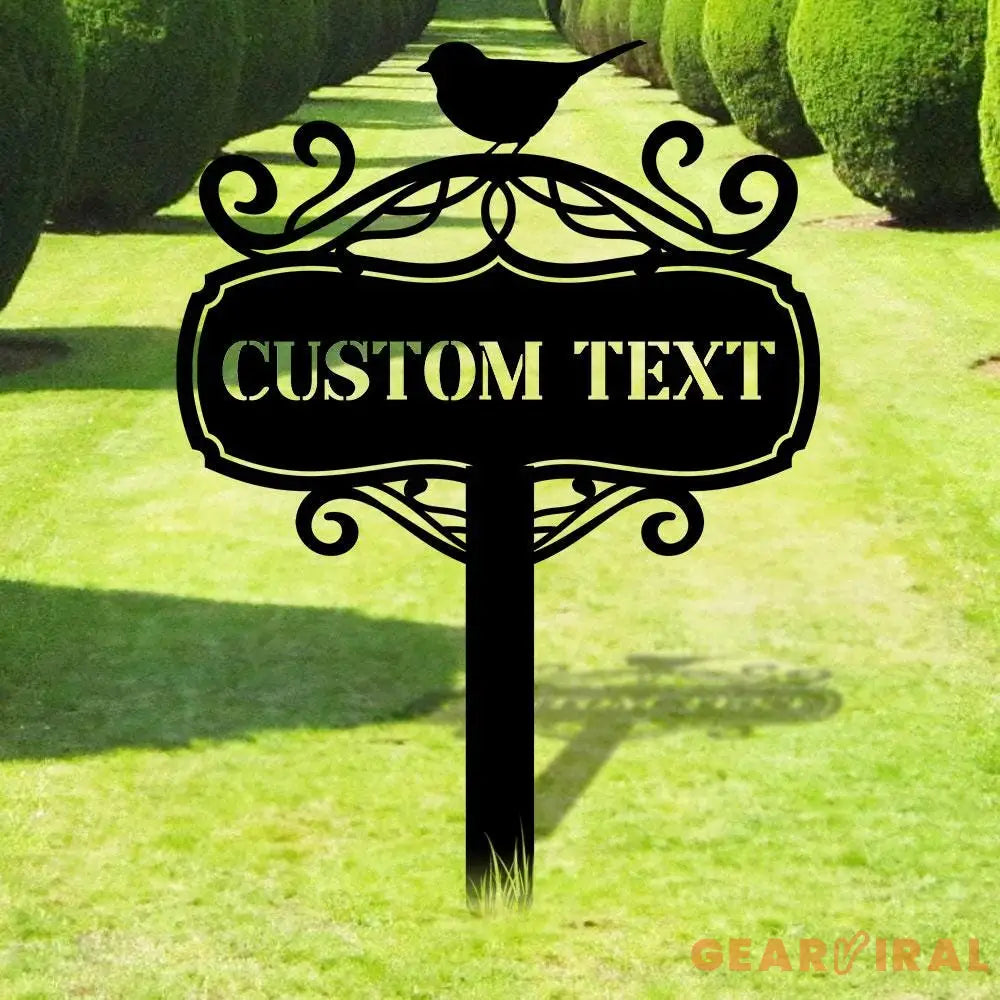 Bird Metal Stake Garden Metal Yard Sign Personalized Name Yard Sign Outdoor Door Garden Decor Yard Metal Sign