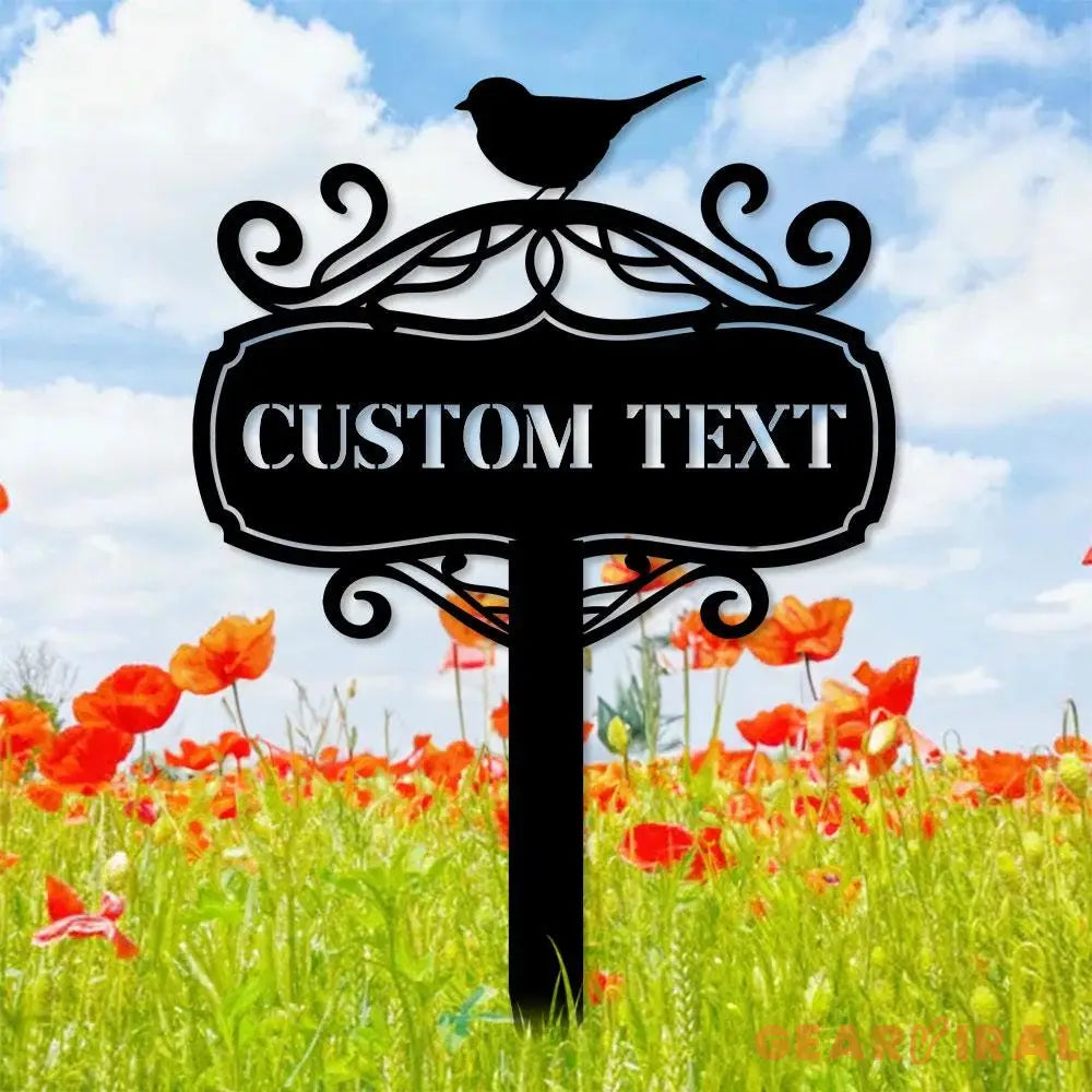 Bird Metal Stake Garden Metal Yard Sign Personalized Name Yard Sign Outdoor Door Garden Decor Yard Metal Sign