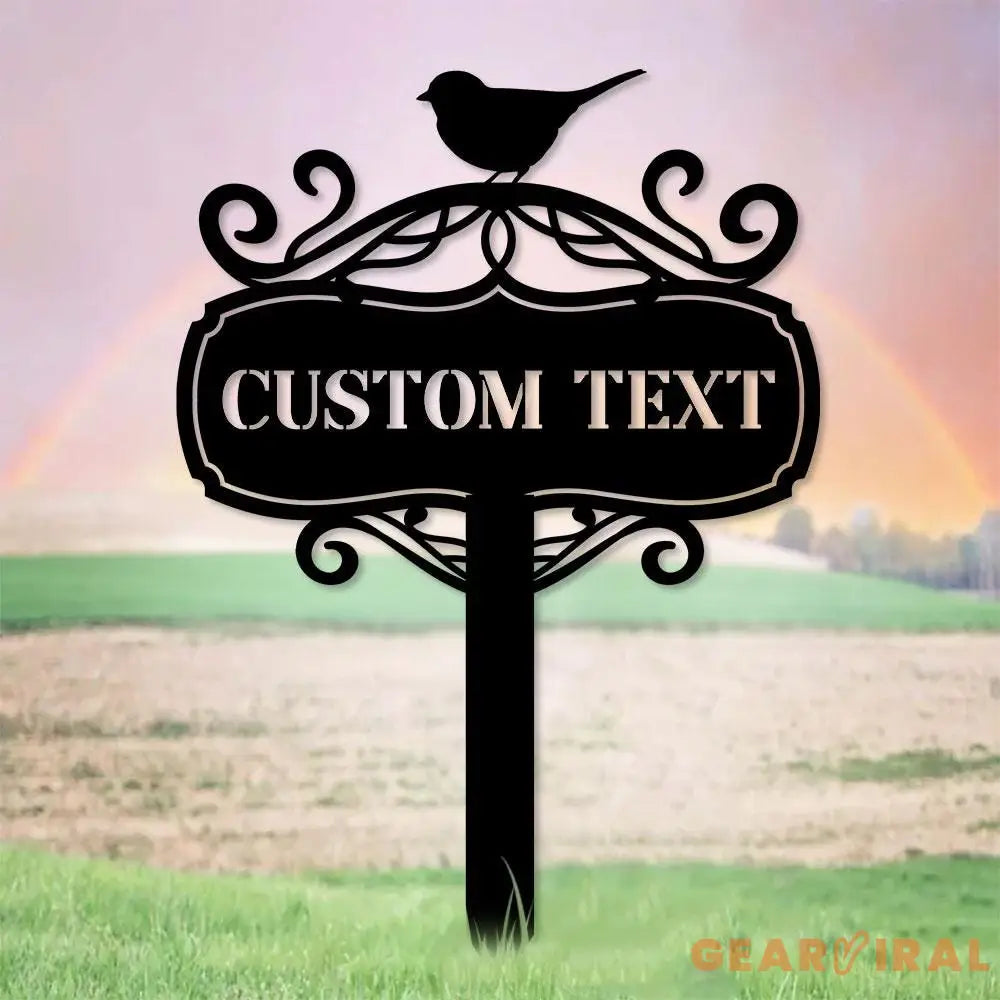 Bird Metal Stake Garden Metal Yard Sign Personalized Name Yard Sign Outdoor Door Garden Decor Yard Metal Sign