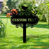 Bird Metal Stake Garden Metal Yard Sign Personalized Name Yard Sign Outdoor Door Garden Decor Yard Metal Sign