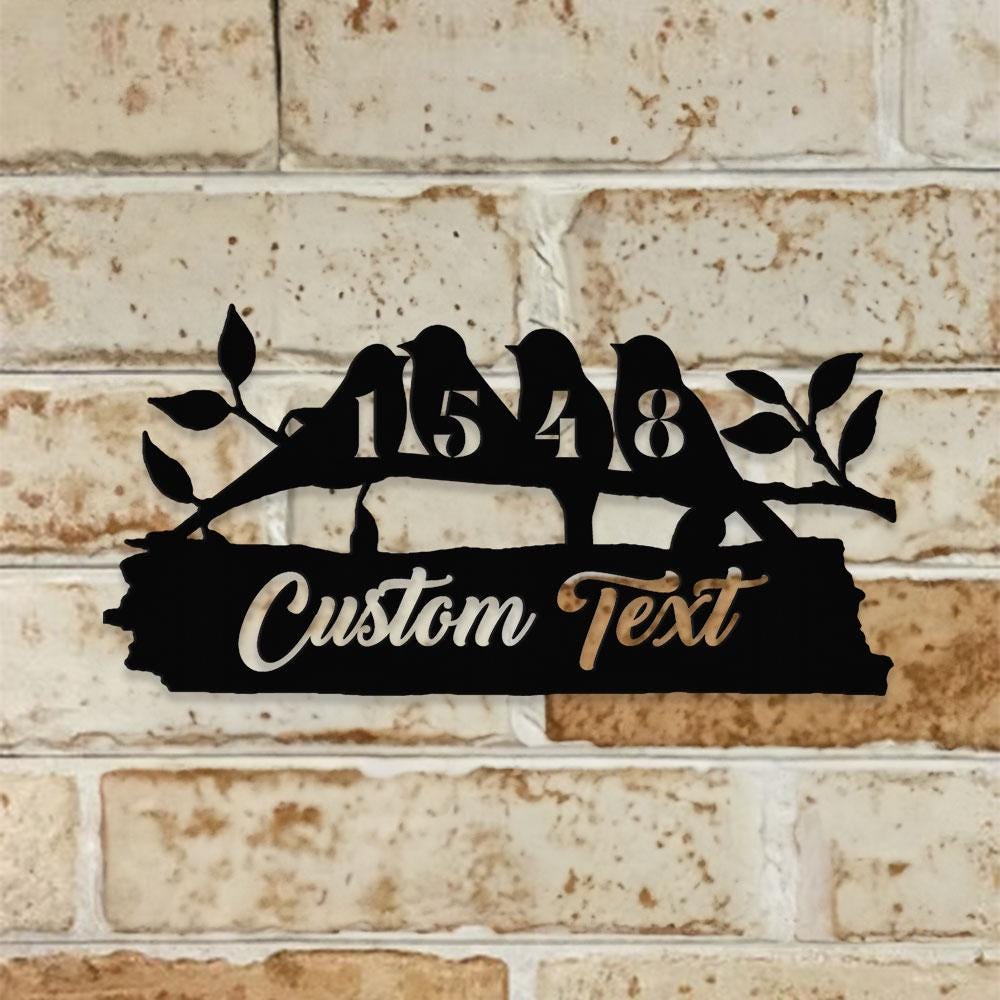 Bird Number Address Metal Sign, Personalized Family Name Metal Sign, Outdoor Door Decor,  Address Wall Art, Perfect Gift for Housewarming