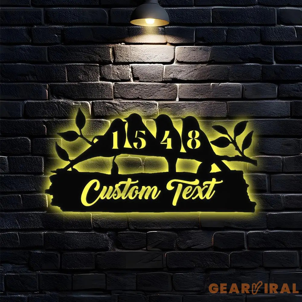 Bird Number Address Metal Sign Personalized Family Name Metal Sign Outdoor Door Decor Address Wall Art Perfect Gift for