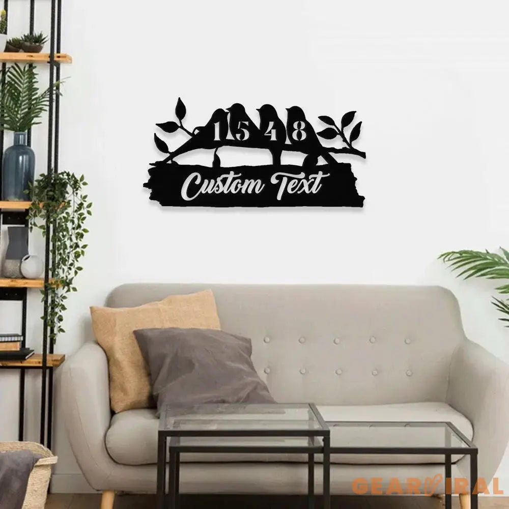 Bird Number Address Metal Sign Personalized Family Name Metal Sign Outdoor Door Decor Address Wall Art Perfect Gift for