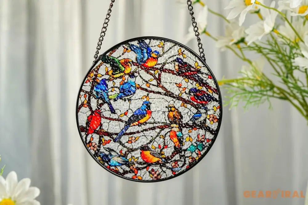 Birds Stained Glass Window Hangings Hummingbird Suncatcher Stained Glass Birds Ornaments Glass Bird Decor for Home Gift