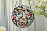 Birds Stained Glass Window Hangings Hummingbird Suncatcher Stained Glass Birds Ornaments Glass Bird Decor for Home Gift
