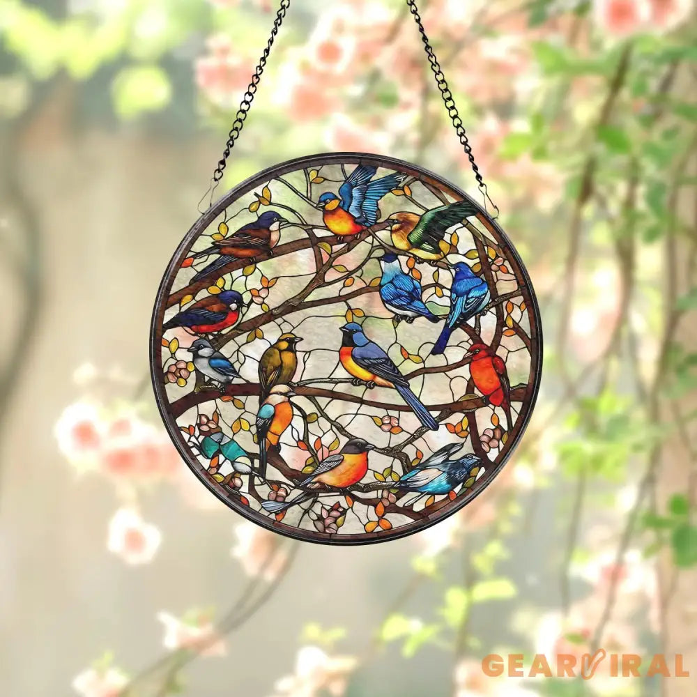 Birds Stained Glass Window Hangings Hummingbird Suncatcher Stained Glass Birds Ornaments Glass Bird Decor for Home Gift