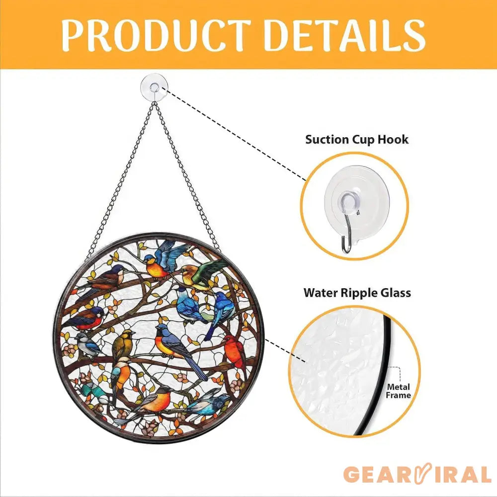 Birds Stained Glass Window Hangings Hummingbird Suncatcher Stained Glass Birds Ornaments Glass Bird Decor for Home Gift