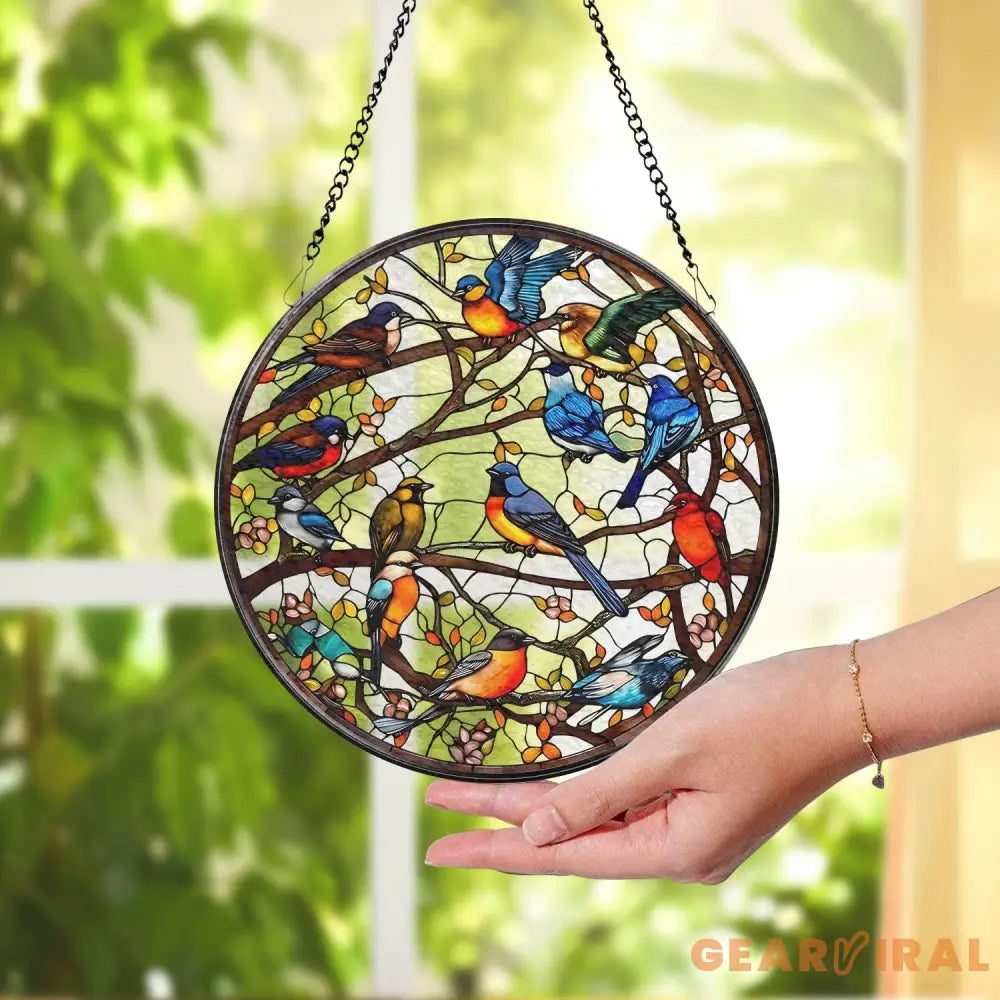 Birds Stained Glass Window Hangings Hummingbird Suncatcher Stained Glass Birds Ornaments Glass Bird Decor for Home Gift