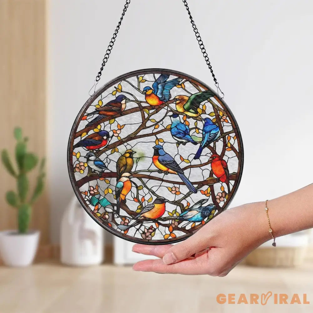 Birds Stained Glass Window Hangings Hummingbird Suncatcher Stained Glass Birds Ornaments Glass Bird Decor for Home Gift
