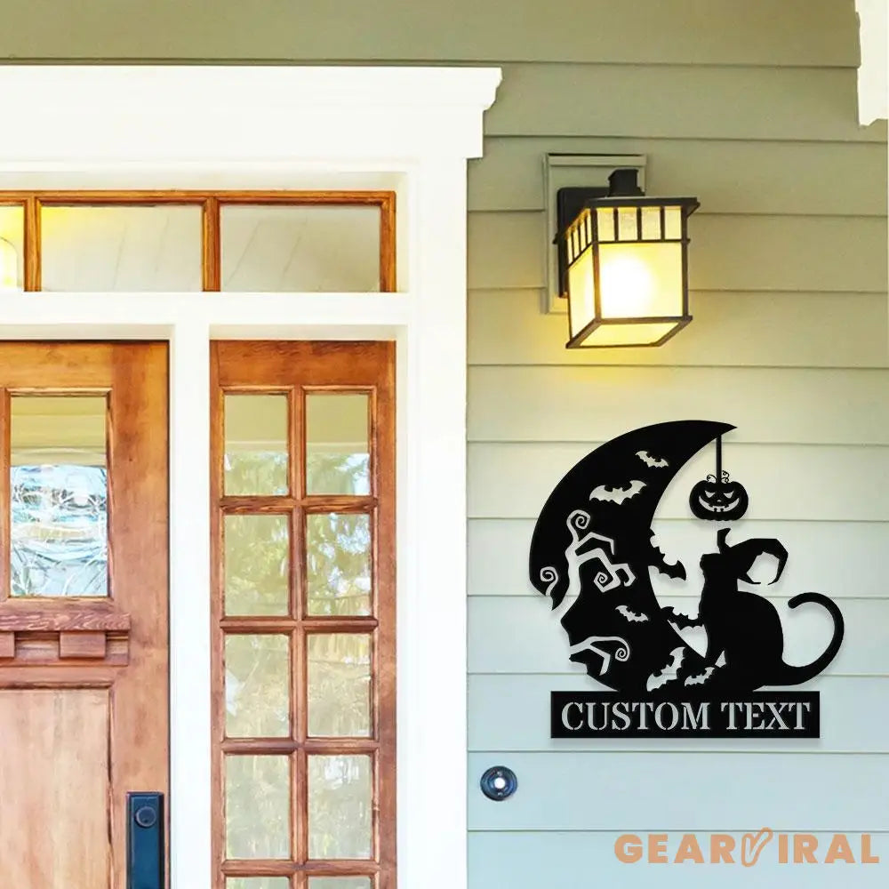 Black Cat Metal Sign Halloween Spider Decorative Name Sign Personalized Split Letter Last Name Halloween Sign Outdoor