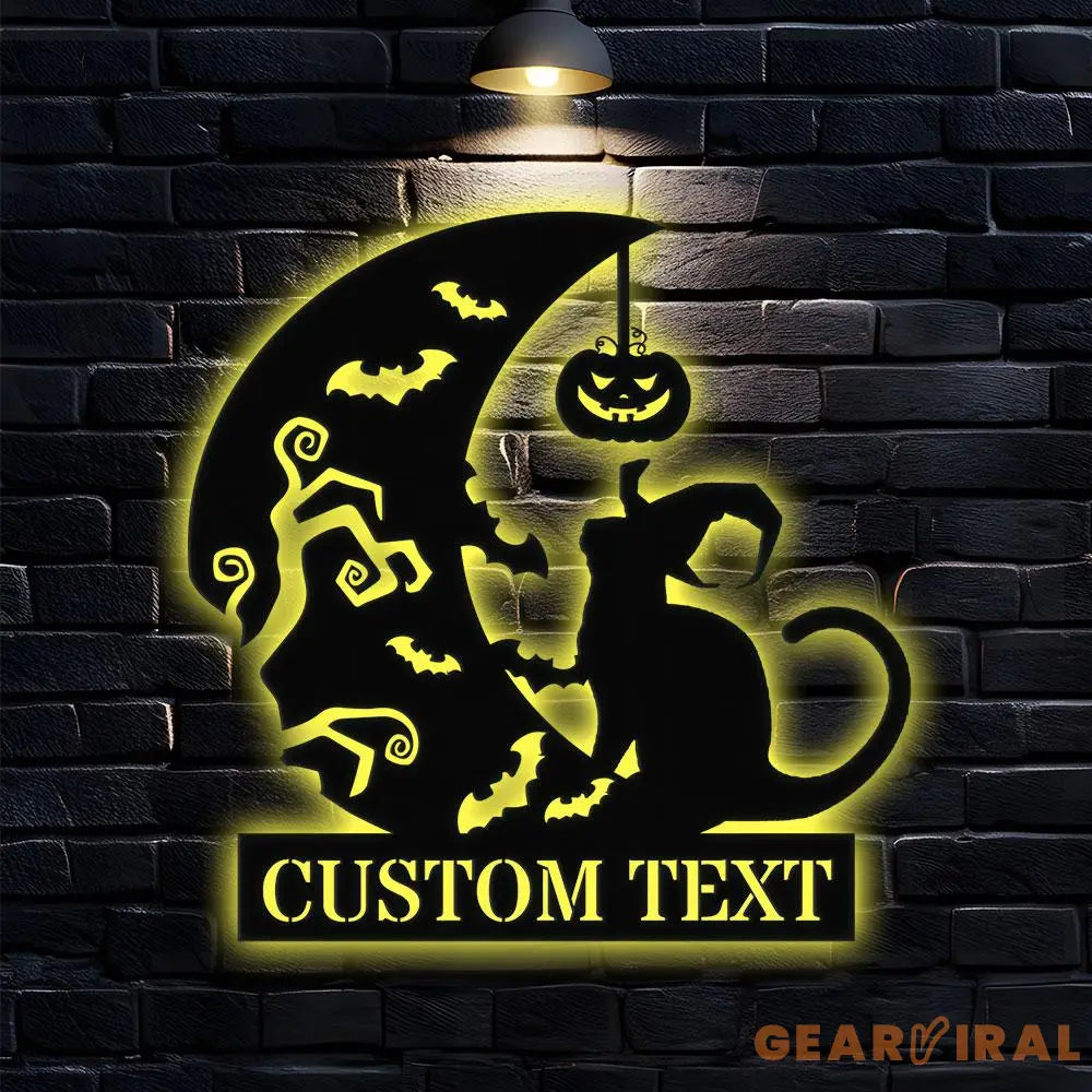 Black Cat Metal Sign Halloween Spider Decorative Name Sign Personalized Split Letter Last Name Halloween Sign Outdoor
