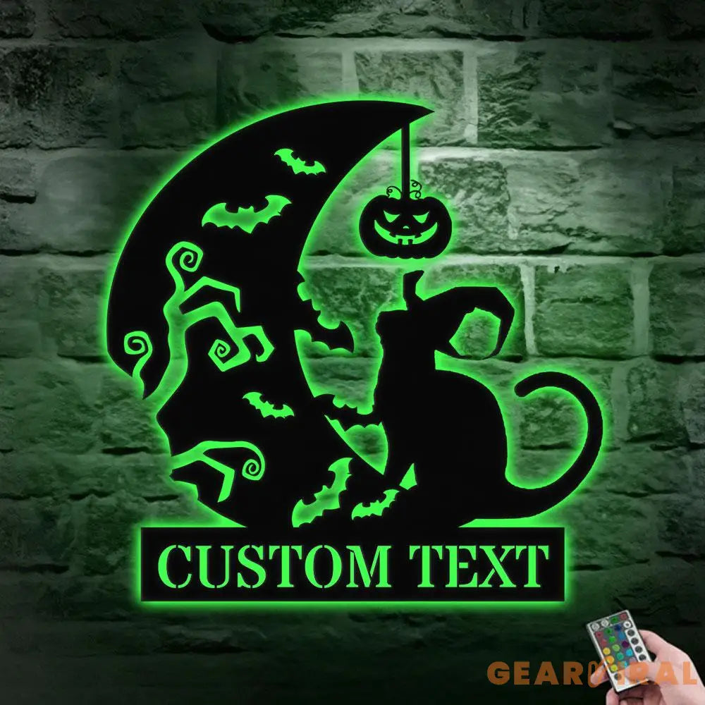 Black Cat Metal Sign Halloween Spider Decorative Name Sign Personalized Split Letter Last Name Halloween Sign Outdoor