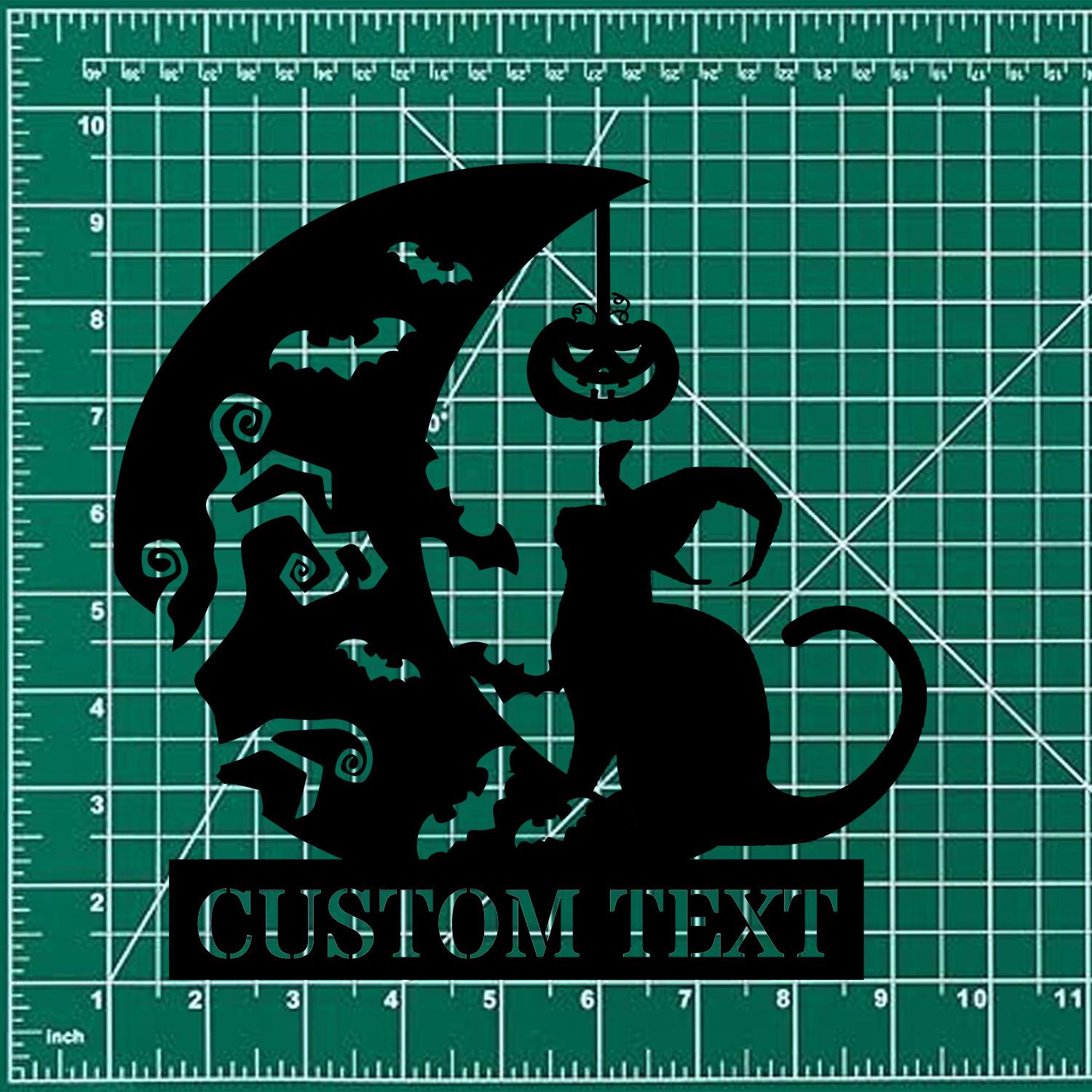 Black Cat Metal Sign Halloween Spider Decorative Name Sign, Personalized Split Letter Last Name, Halloween Sign, Outdoor Door Monogram