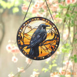 Black Raven Stained Glass Suncatcher Gothic Crow Window Hanging Housewarming Gift Bird Lover Gift Indoor Decor Gothic