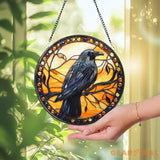 Black Raven Stained Glass Suncatcher Gothic Crow Window Hanging Housewarming Gift Bird Lover Gift Indoor Decor Gothic