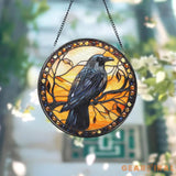 Black Raven Stained Glass Suncatcher Gothic Crow Window Hanging Housewarming Gift Bird Lover Gift Indoor Decor Gothic