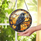 Black Raven Stained Glass Suncatcher Gothic Crow Window Hanging Housewarming Gift Bird Lover Gift Indoor Decor Gothic