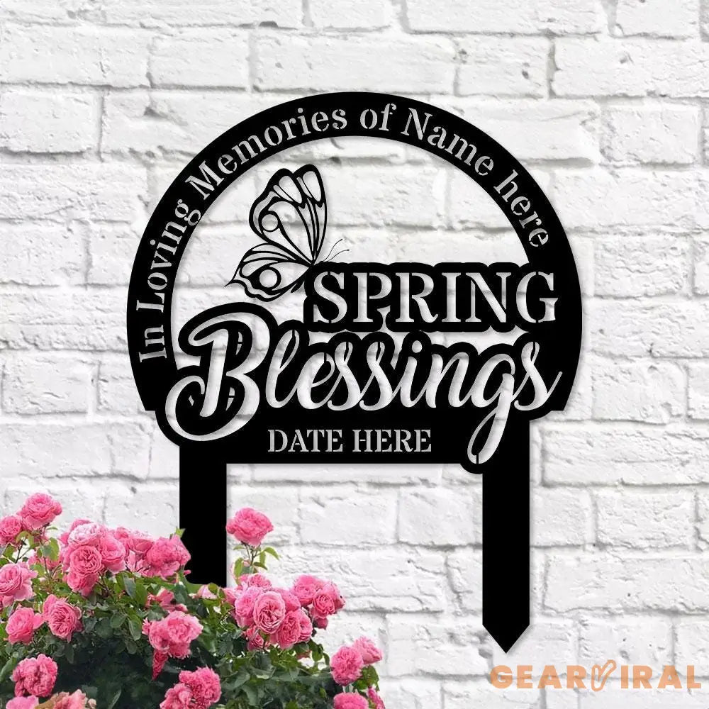 Blessing Garden Garden Yard Sign Memorial Metal Stake Personalized Name Yard Sign Outdoor Door Garden Decor Metal Sign