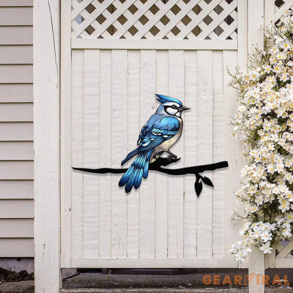 Blue Jay Metal Bird Yard Garden Art Metal Yard Art Tree sign Memorial Sign Bird Lover Gifts Patio Decor Christmas Gifts