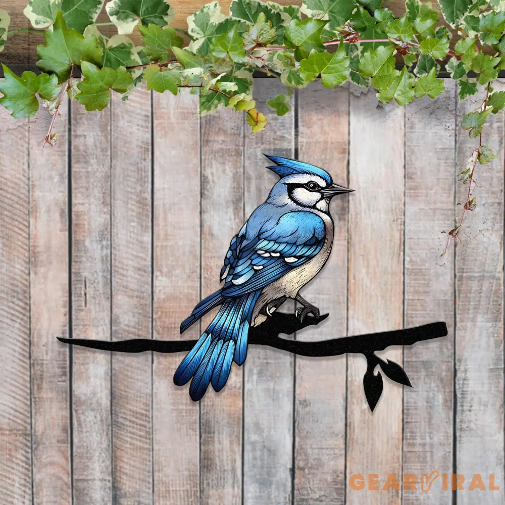 Blue Jay Metal Bird Yard Garden Art Metal Yard Art Tree sign Memorial Sign Bird Lover Gifts Patio Decor Christmas Gifts