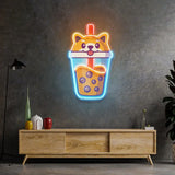 Boba Milktea Dog Led Neon Acrylic Artwork