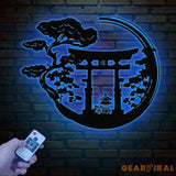 Bonsai Tree with Torii Gate Metal Wall Decor Japanese Bedroom Decor Inspirational Wall Art Sanmon Bonsai Tree Sign