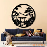 Bonsai Tree with Torii Gate Metal Wall Decor Japanese Bedroom Decor Inspirational Wall Art Sanmon Bonsai Tree Sign