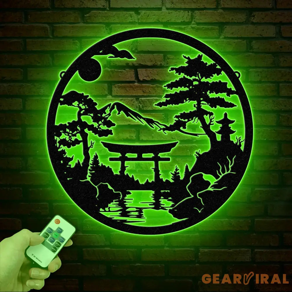 Bonsai Tree with Torii Gate Metal Wall Decor Japanese Bedroom Decor Inspirational Wall Art Sanmon Bonsai Tree Sign