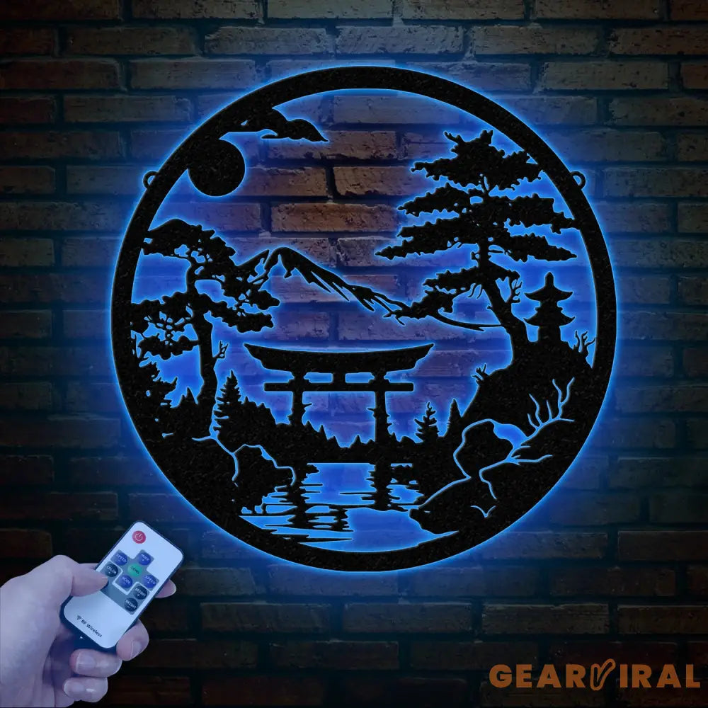 Bonsai Tree with Torii Gate Metal Wall Decor Japanese Bedroom Decor Inspirational Wall Art Sanmon Bonsai Tree Sign