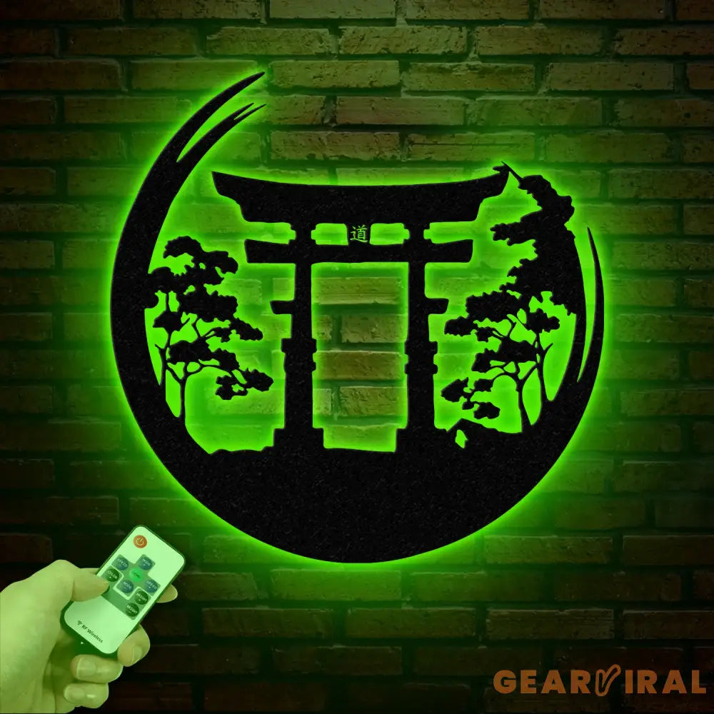 Bonsai Tree with Torii Gate Metal Wall Decor Japanese Bedroom Decor Inspirational Wall Art Sanmon Bonsai Tree Sign